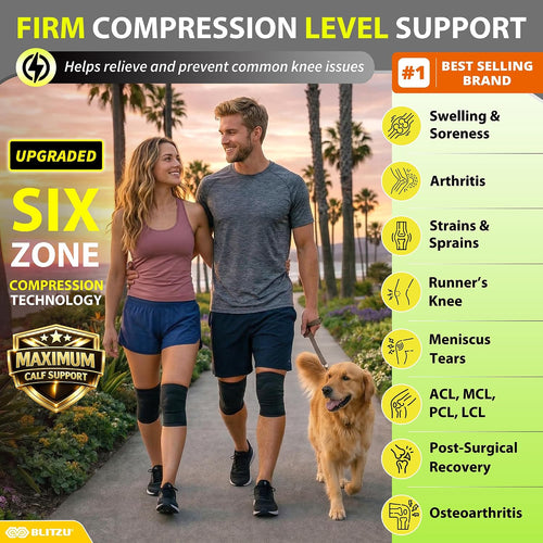 Knee Brace Men & Women, Knee Compression Sleeve Support Wrap Tendonitis L