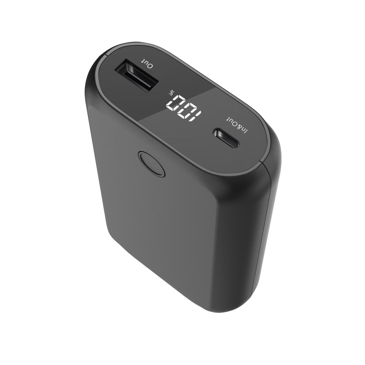 10,000 Mah Portable Powerbank with Built-In USB-C and Lighting Cables, Fast Charge, LED Readout, MFI Certified, Black