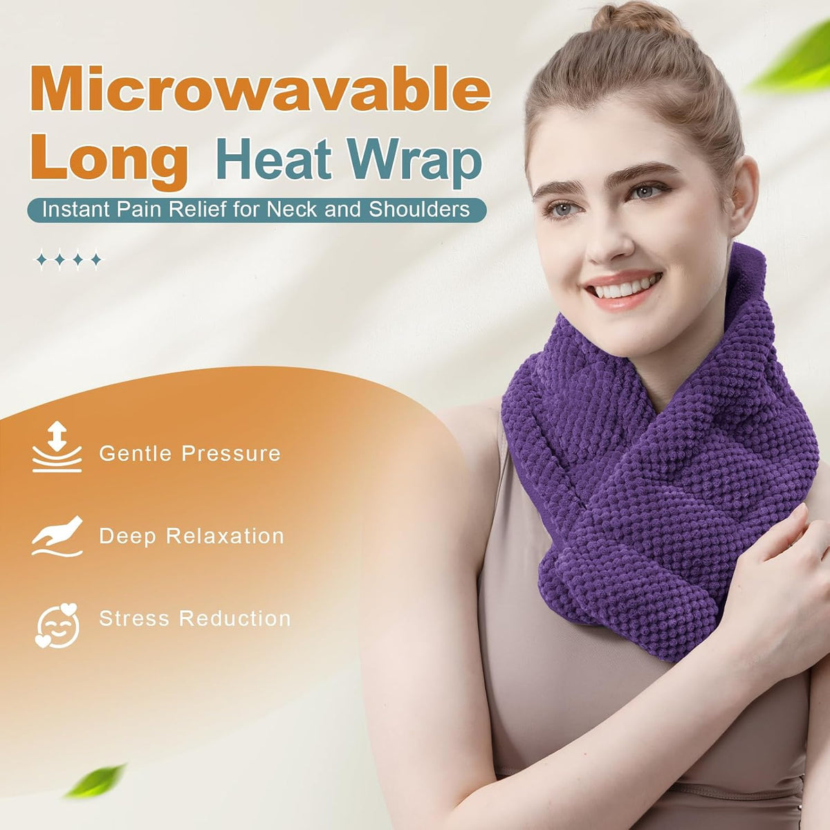 Microwavable Heating Pads for Neck and Shoulders Pain Relief Microwave Heat Pack Versatile Weighted Moist Heated Neck Wrap Reusable Herbal Nature Calming Beanbag Warm Compress 29X7 in 2.4Pounds