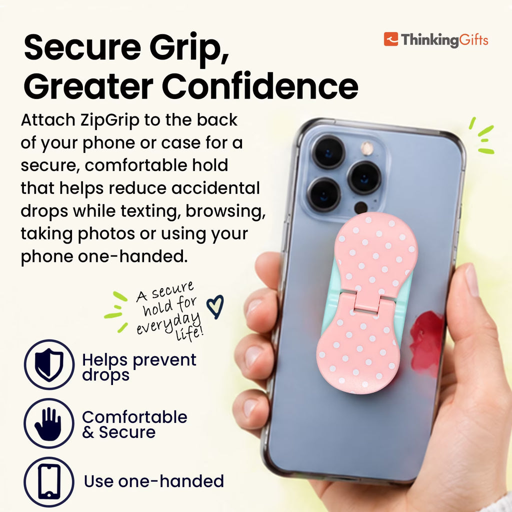 Zipgrips | Universal Phone Grip & Stand | Ultra-Thin & Wireless Compatible